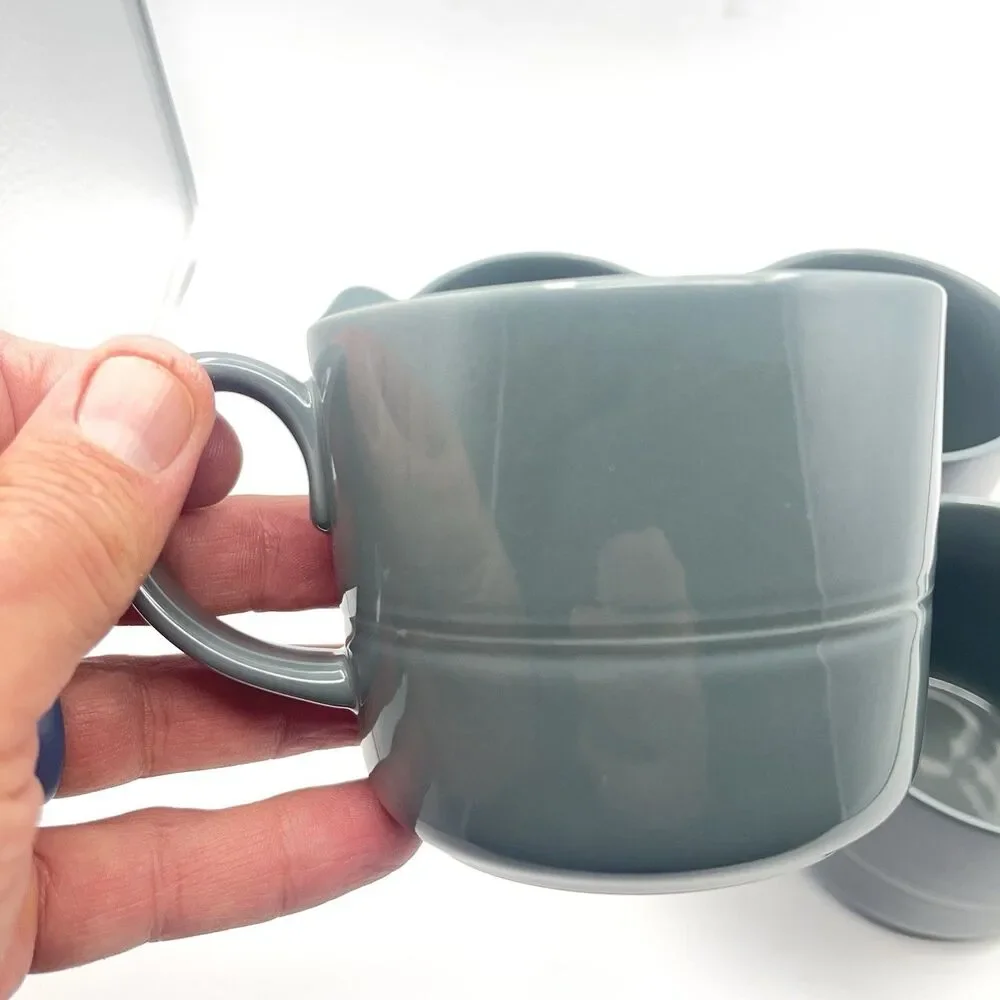 Crate & Barrel Aaron Probyn Hue Coffee Mugs Dark Gray Set of 4 Rare